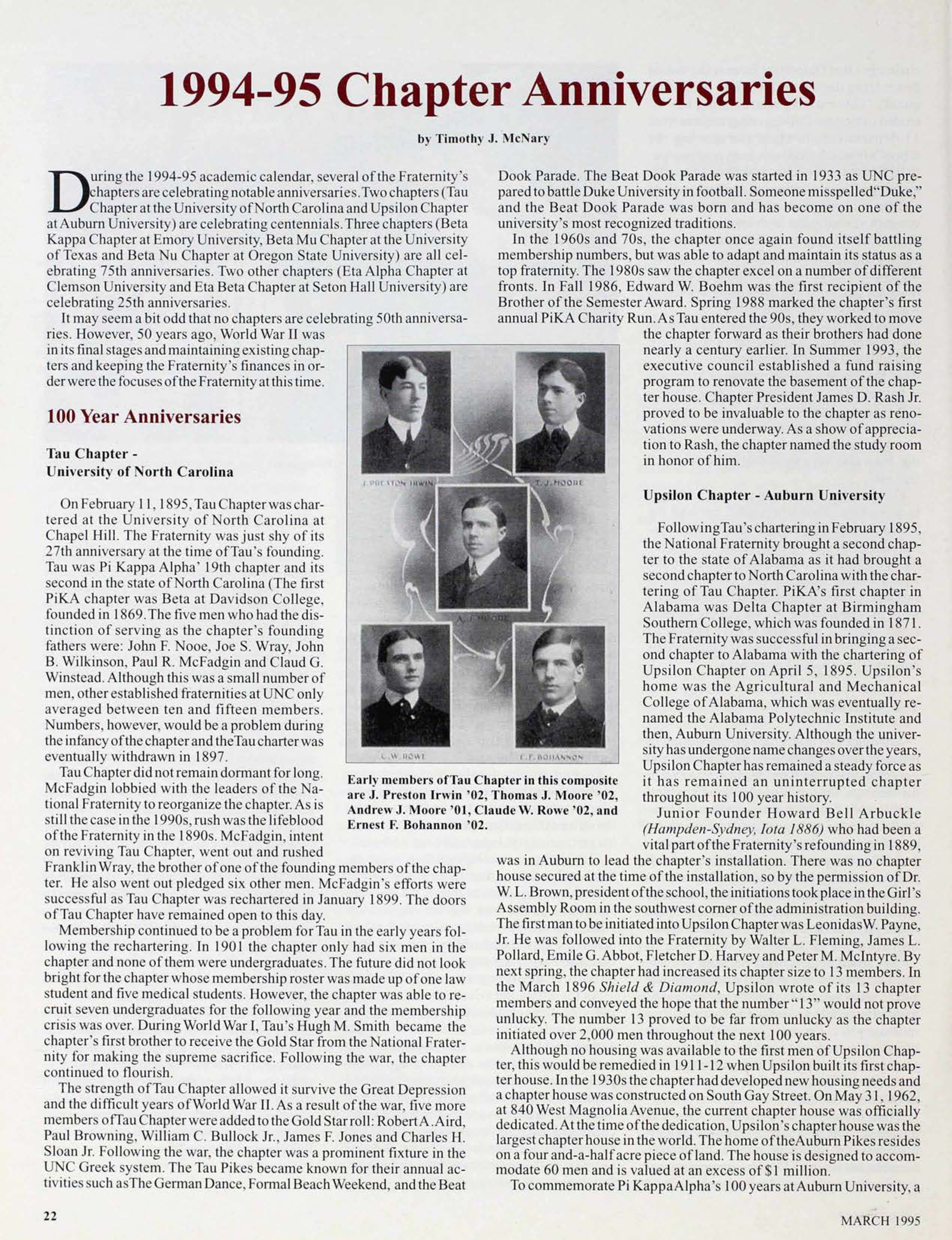 1994-95 Chapter Anniversaries